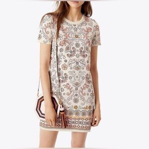 Tory Burch Coral/Ivory Hicks Garden T-Shirt Dress Size Large